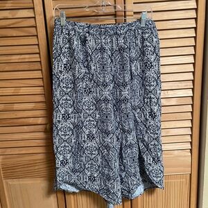 Joe B Asymmetrical Black and White Midi Skirt with Slit